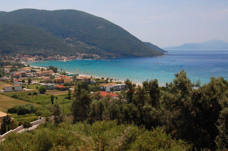 Vassiliki Bay, with Vassiliki village in the distance